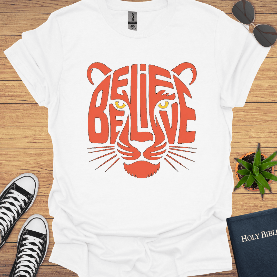Believe Tiger Design T-Shirt - Christian Clothes