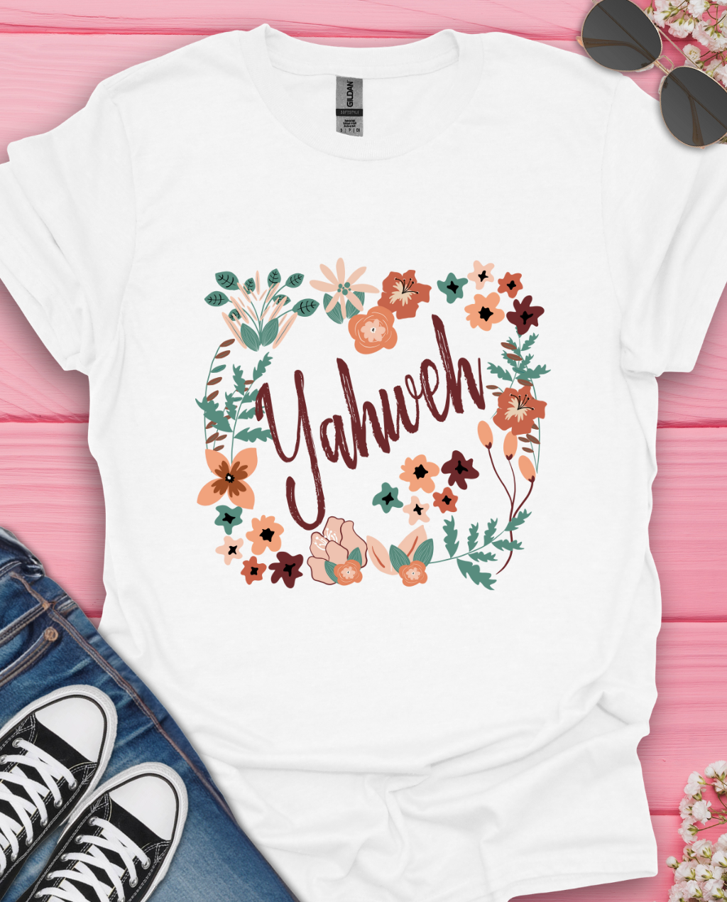 Yahweh Floral Design T-Shirt