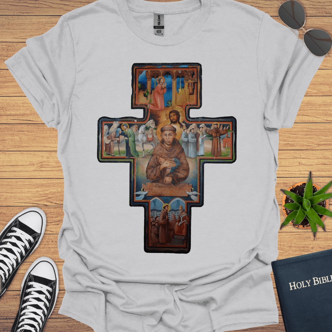 Fransiscan Cross T-Shirt - Christian Clothes