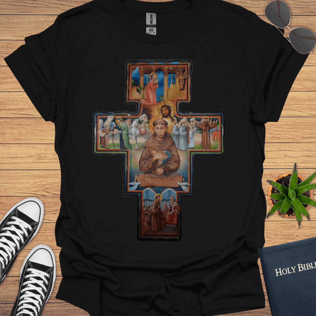 Fransiscan Cross T-Shirt - Christian Clothes