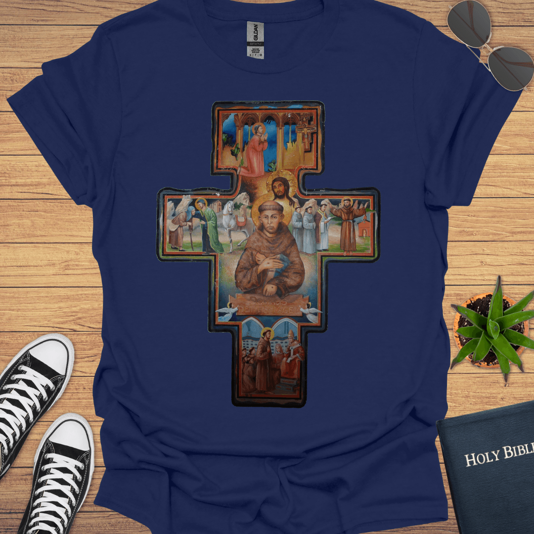 Fransiscan Cross T-Shirt - Christian Clothes