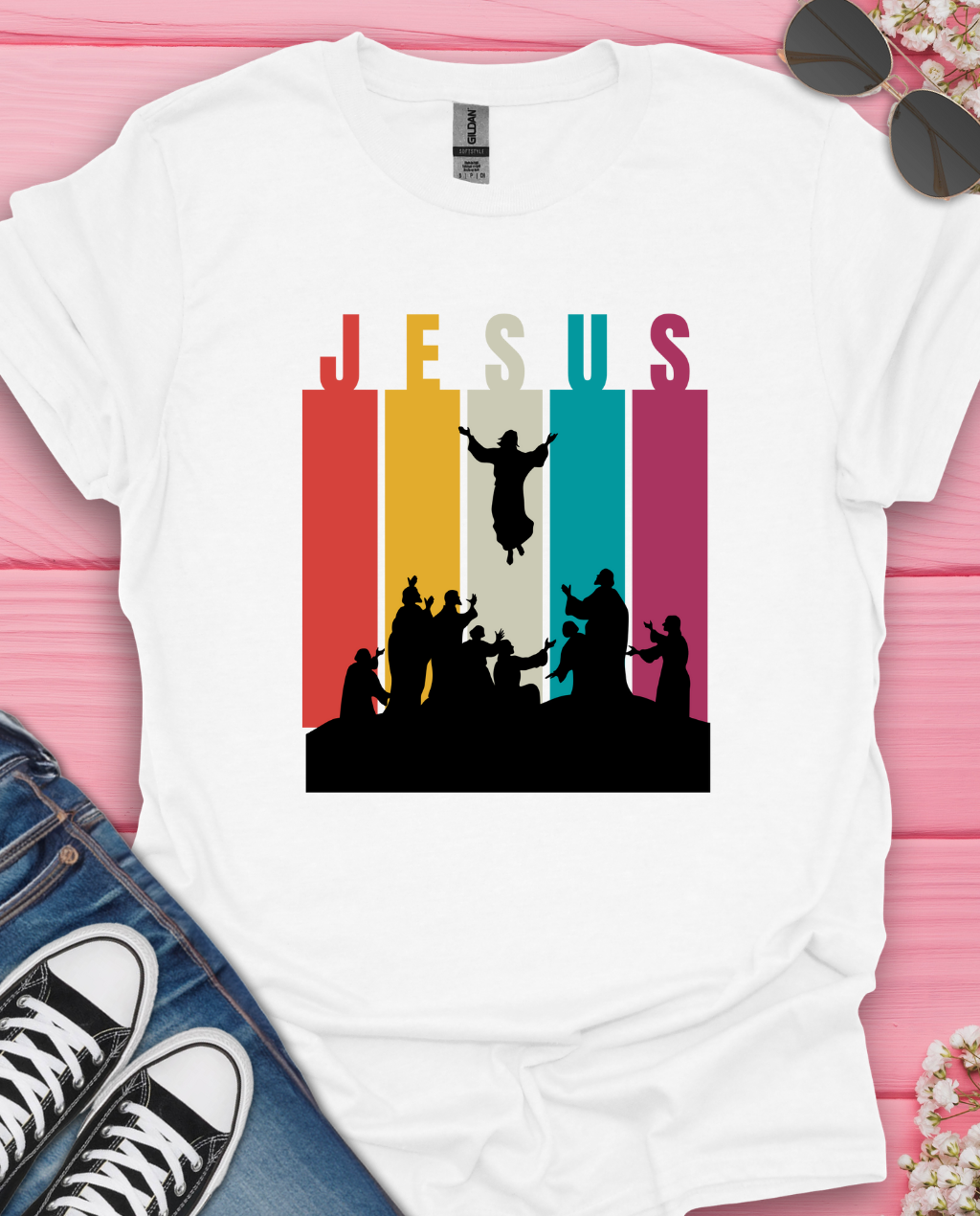 Jesus Ascension Retrostrips T-Shirt