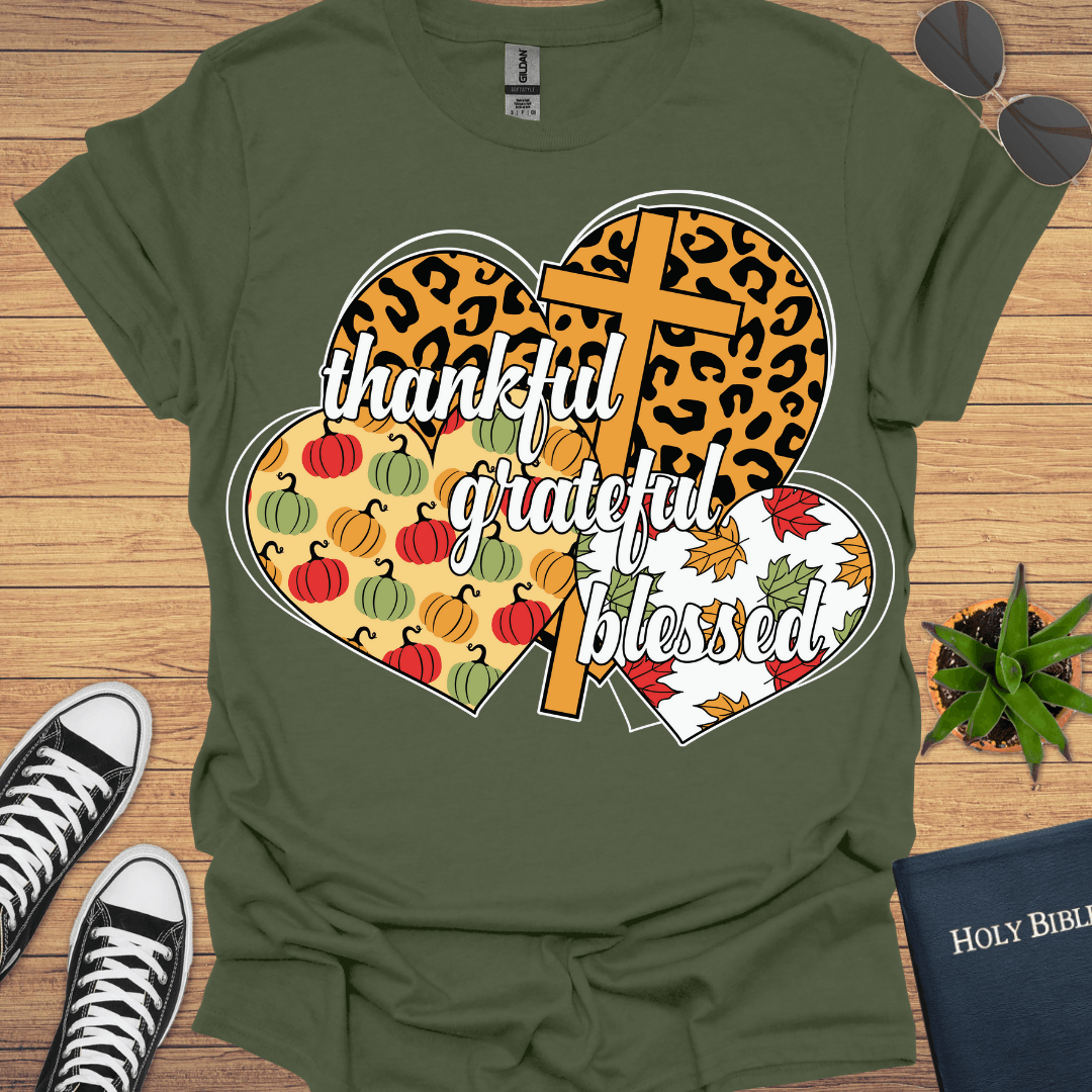 Grateful Thankful Blessed T-Shirt - Christian Clothes