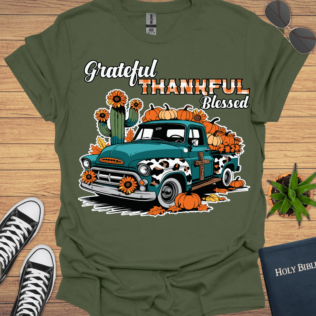 Grateful Thankful Blessed T-Shirt - Christian Clothes