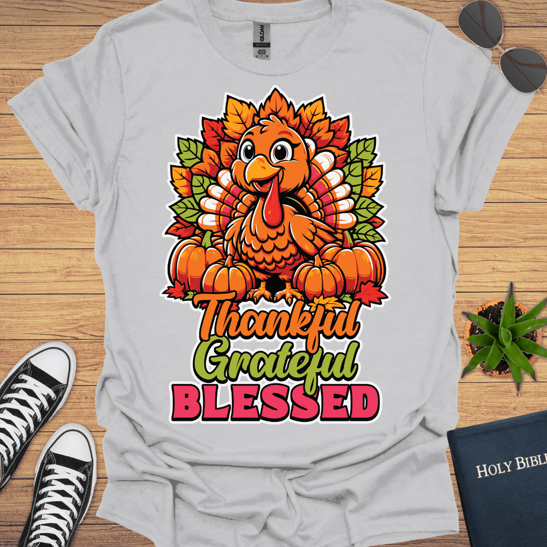 Thankful Grateful Blessed Fall Design T-Shirt - Christian Clothes