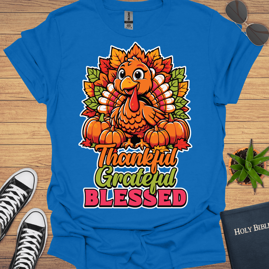 Thankful Grateful Blessed Fall Design T-Shirt - Christian Clothes