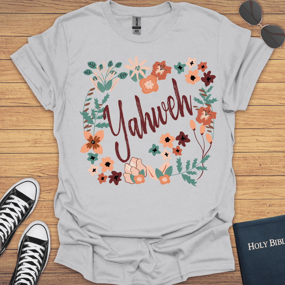 Yahweh Floral Design T-Shirt - Christian Clothes