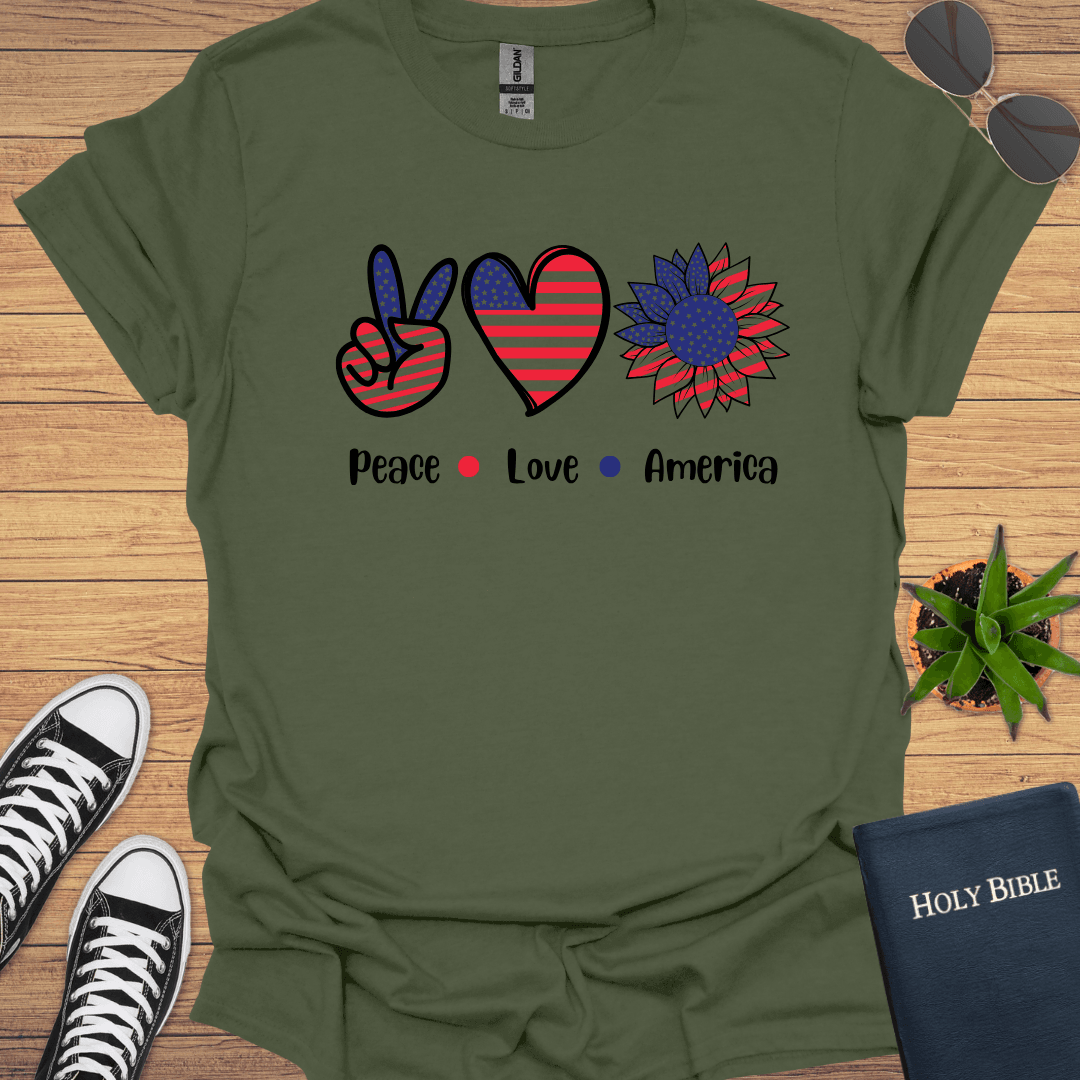 Peace Love America T-Shirt - Christian Clothes