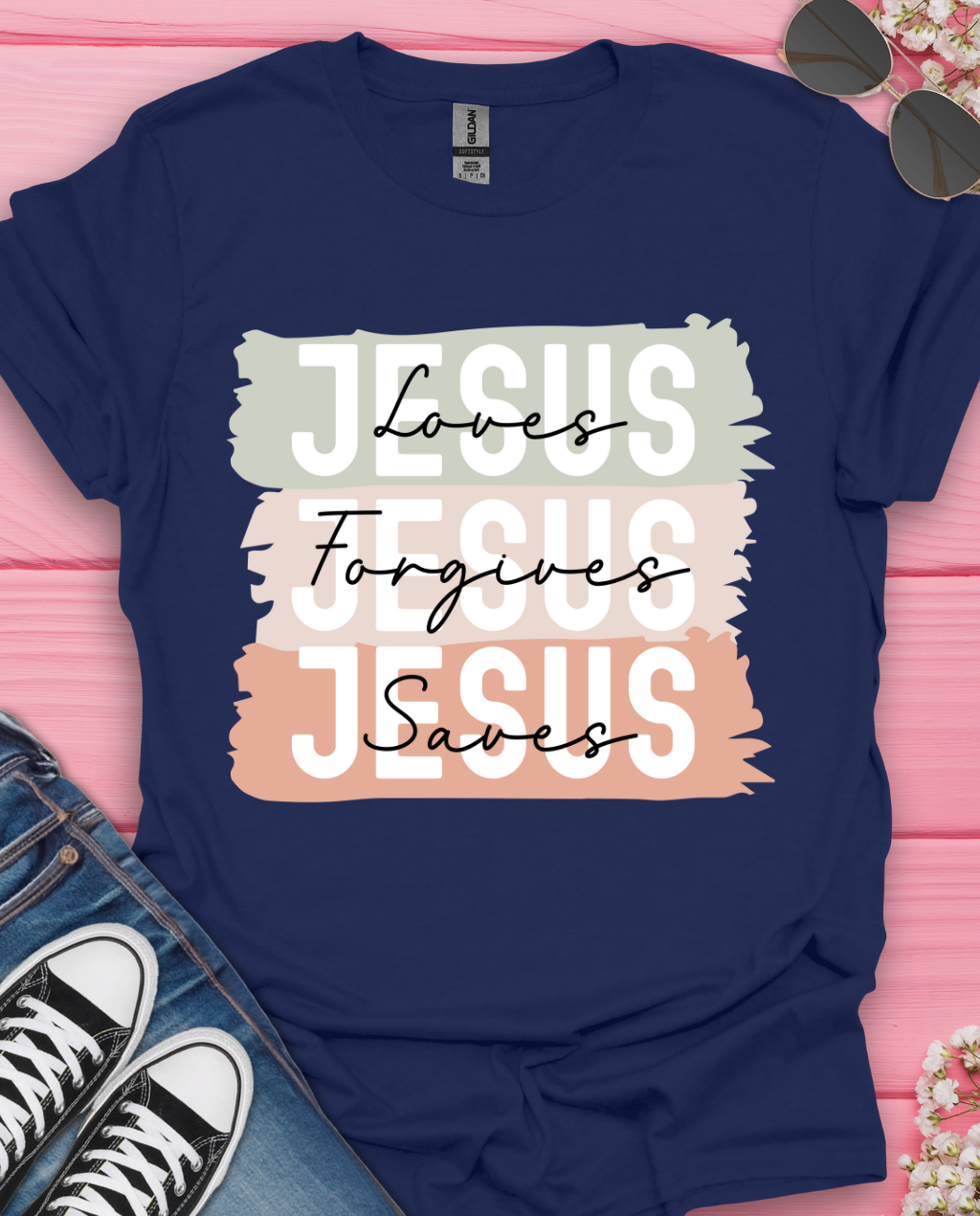 Jesus Loves Forgives Saves T-Shirt