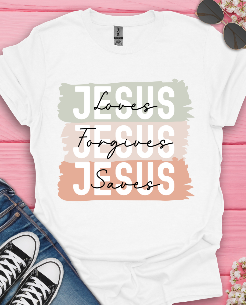 Jesus Loves Forgives Saves T-Shirt