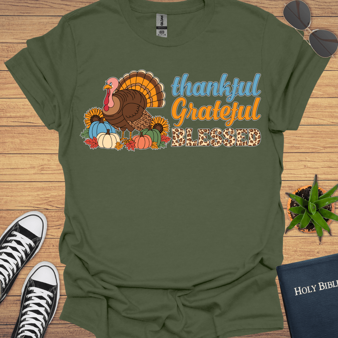 Thankful Grateful Blessed T-Shirt - Christian Clothes