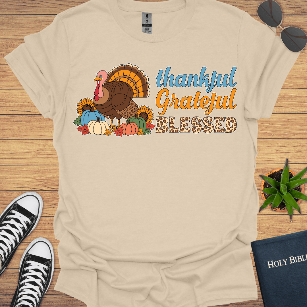 Thankful Grateful Blessed T-Shirt - Christian Clothes