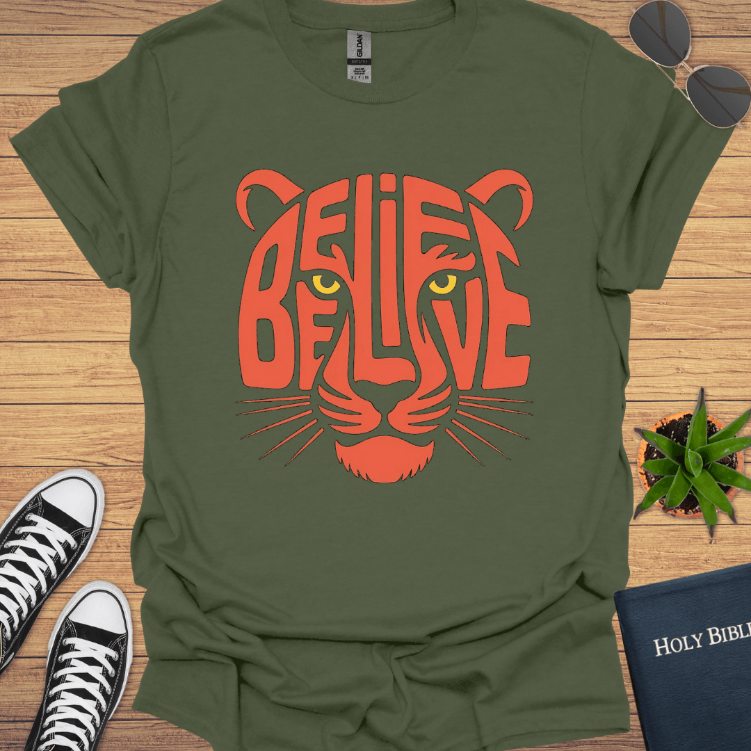 Believe Tiger Design T-Shirt - Christian Clothes