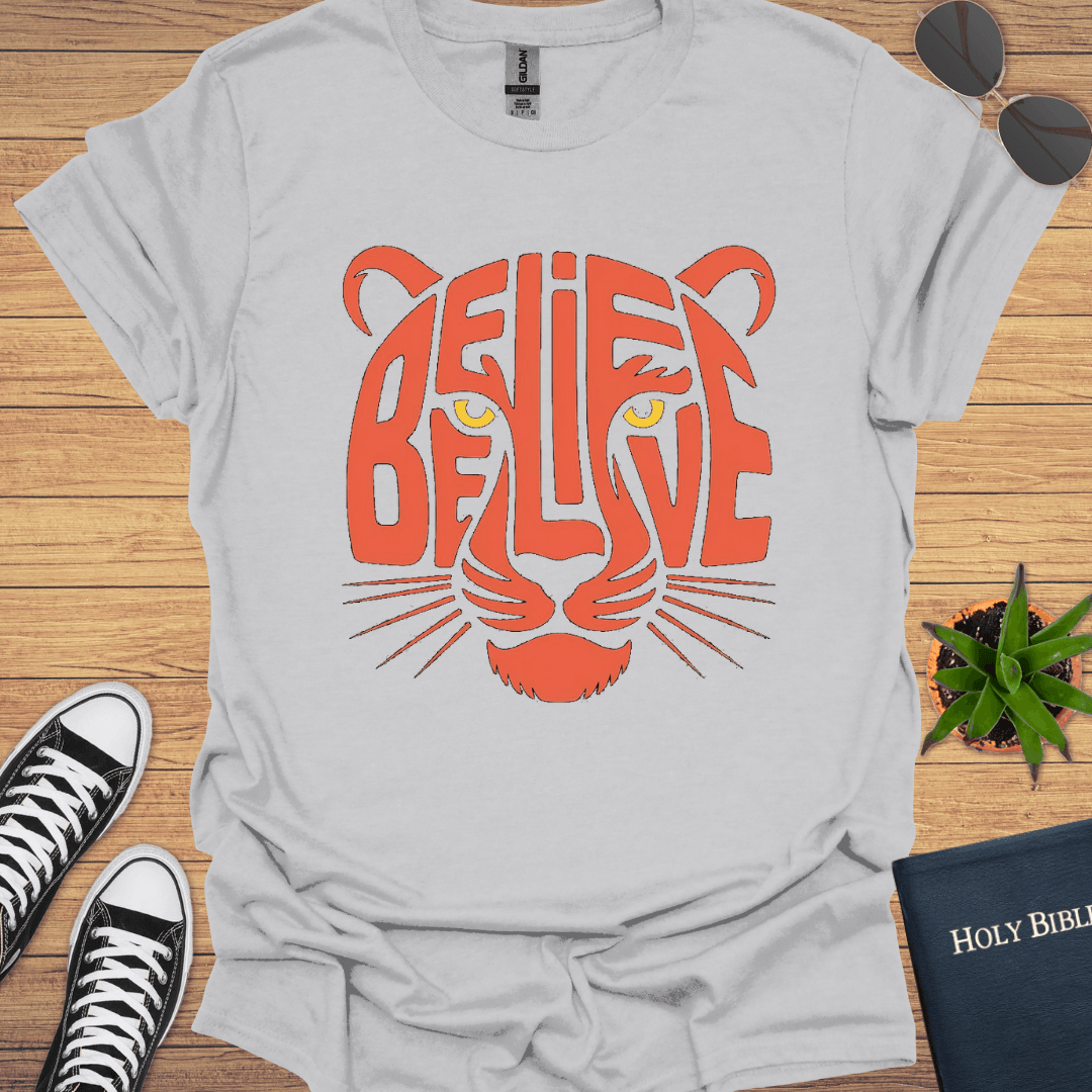 Believe Tiger Design T-Shirt - Christian Clothes
