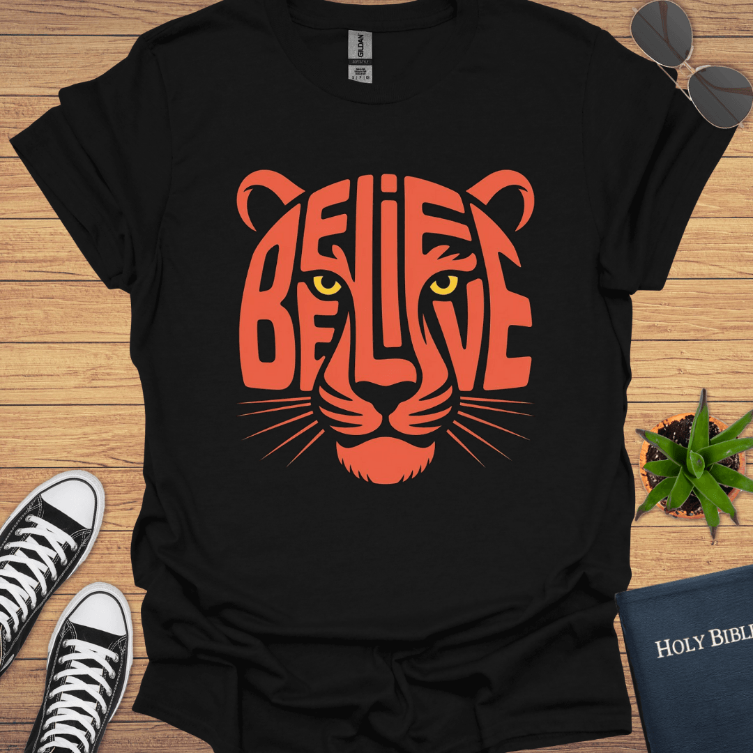 Believe Tiger Design T-Shirt - Christian Clothes