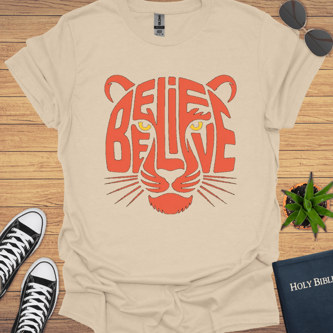 Believe Tiger Design T-Shirt - Christian Clothes
