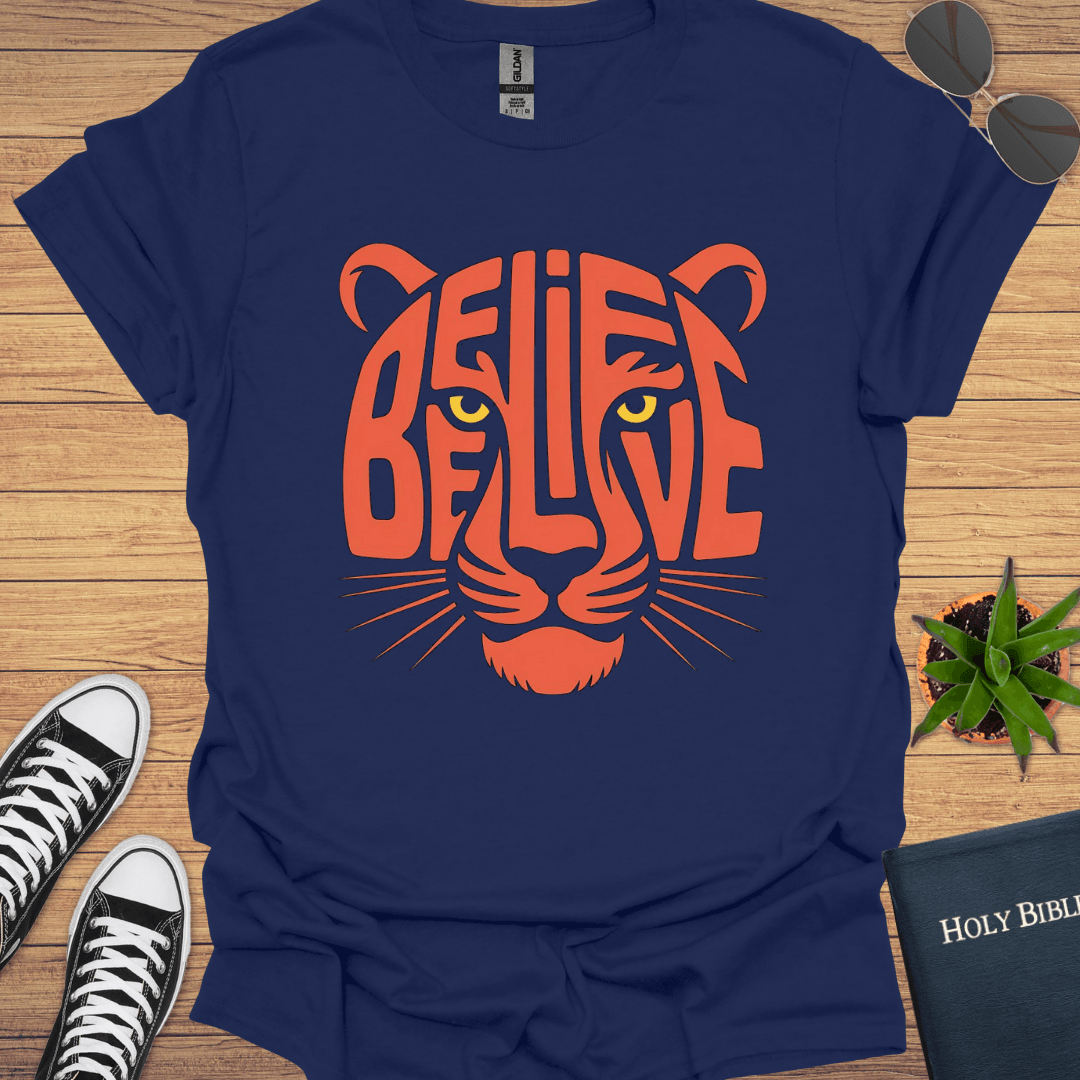 Believe Tiger Design T-Shirt - Christian Clothes