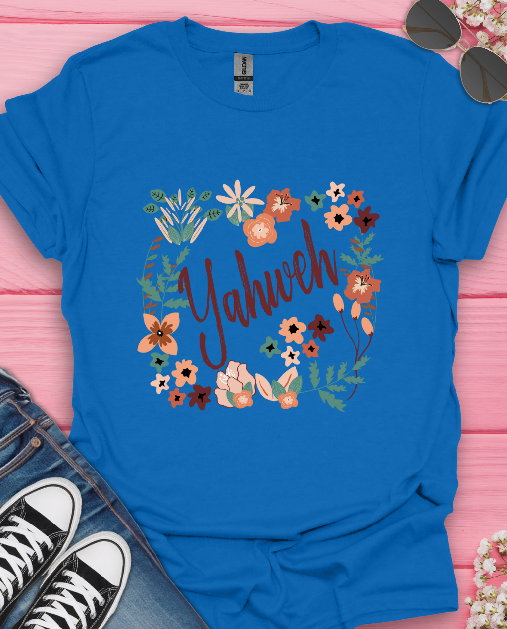 Yahweh Floral Design T-Shirt