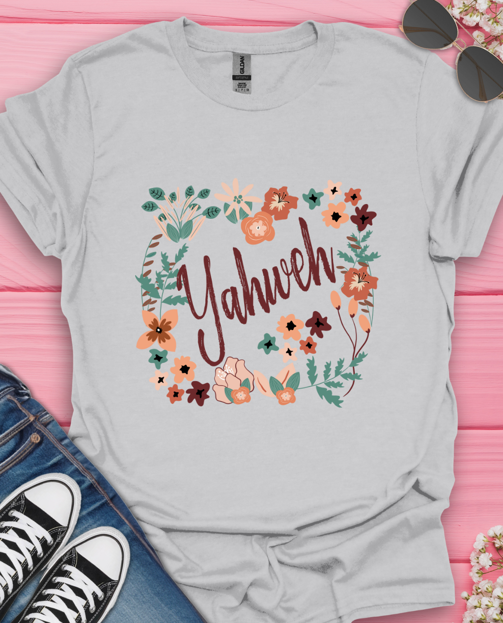 Yahweh Floral Design T-Shirt