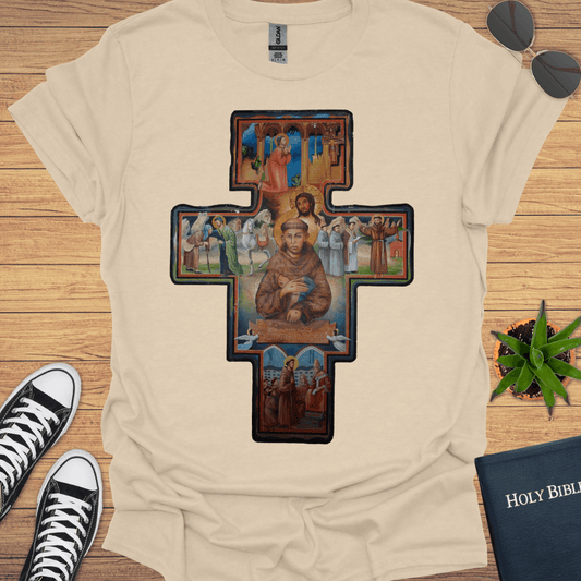 Fransiscan Cross T-Shirt - Christian Clothes
