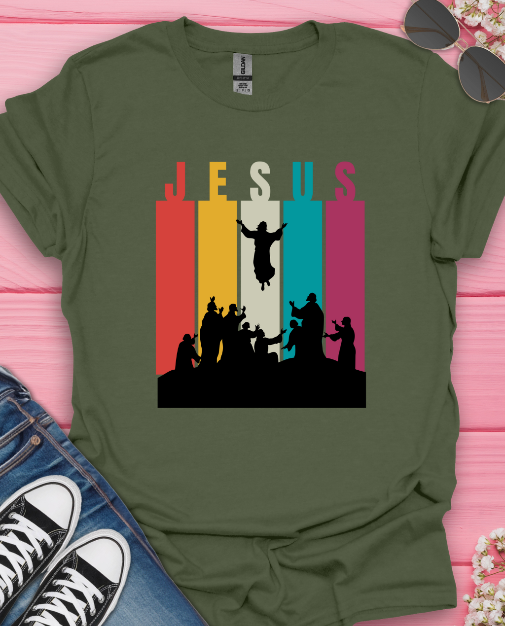 Jesus Ascension Retrostrips T-Shirt