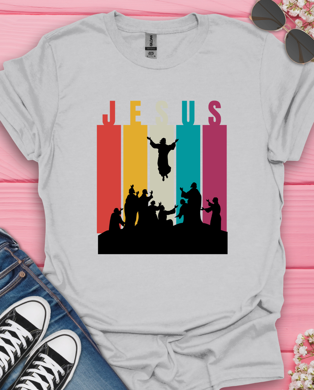 Jesus Ascension Retrostrips T-Shirt