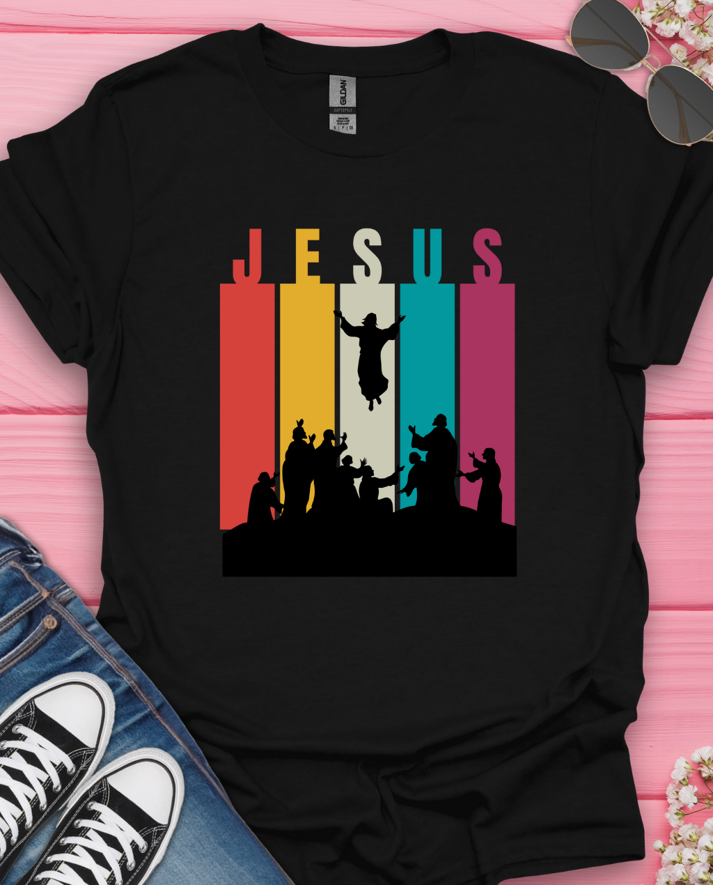 Jesus Ascension Retrostrips T-Shirt
