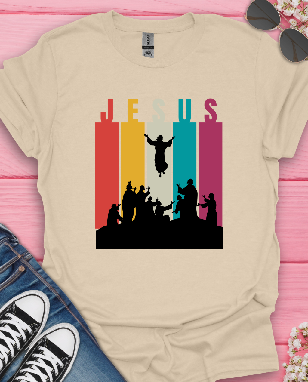 Jesus Ascension Retrostrips T-Shirt