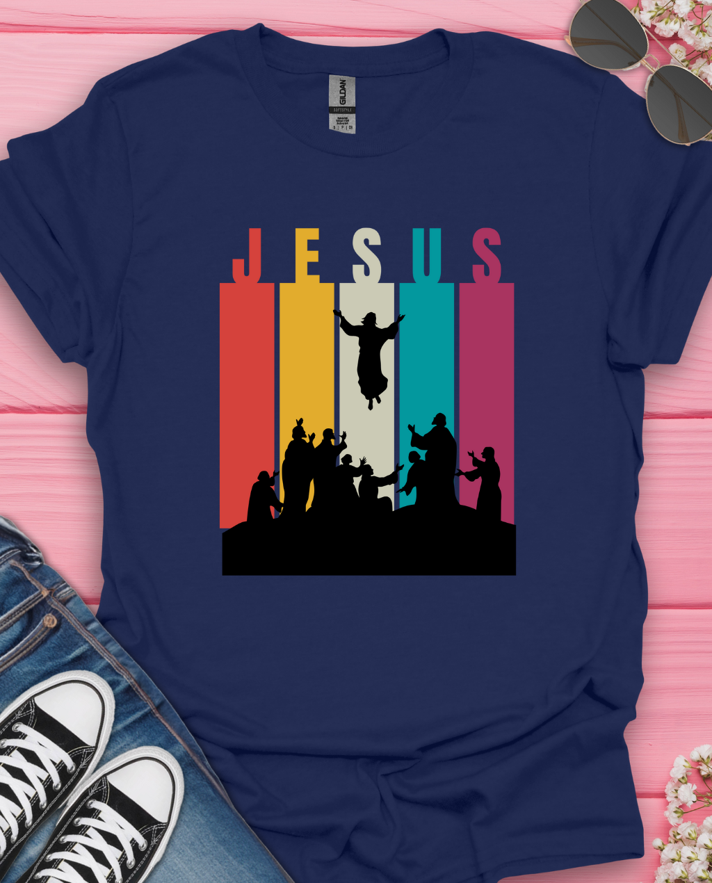 Jesus Ascension Retrostrips T-Shirt