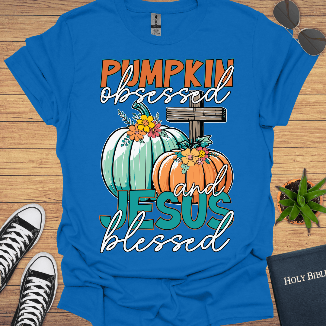 Pumpking Obsessed And Jesus Blessed T-Shirt - Christian Clothes