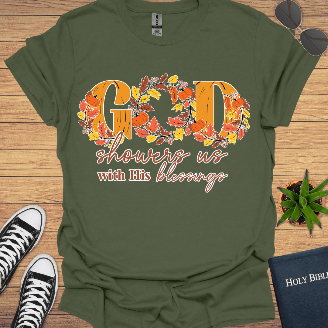 God Showers Us With blessings T-Shirt - Christian Clothes