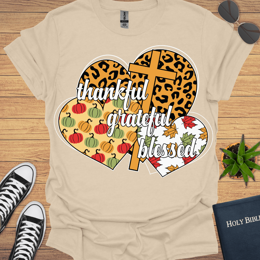 Grateful Thankful Blessed T-Shirt - Christian Clothes