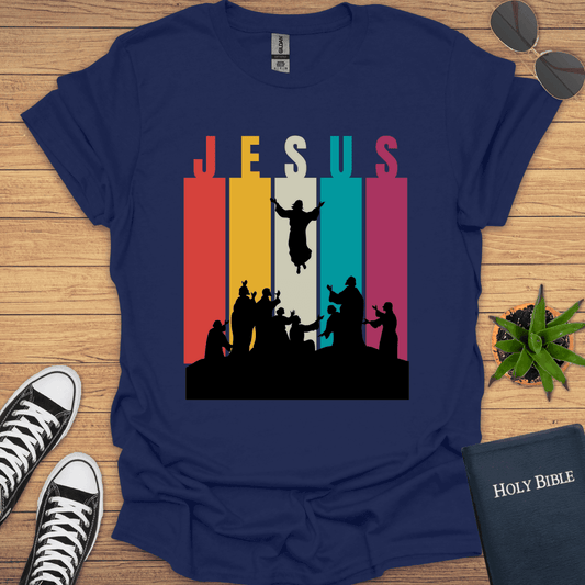 Jesus Ascension Retrostrips T-Shirt - Christian Clothes