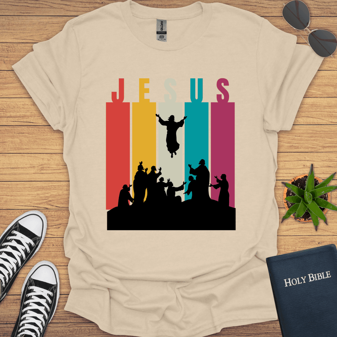 Jesus Ascension Retrostrips T-Shirt - Christian Clothes