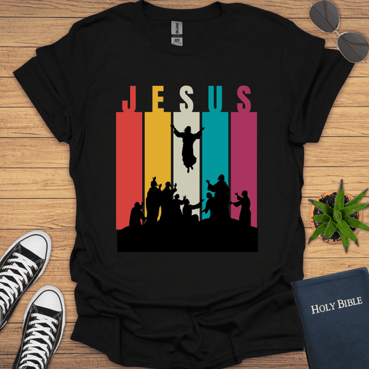 Jesus Ascension Retrostrips T-Shirt - Christian Clothes
