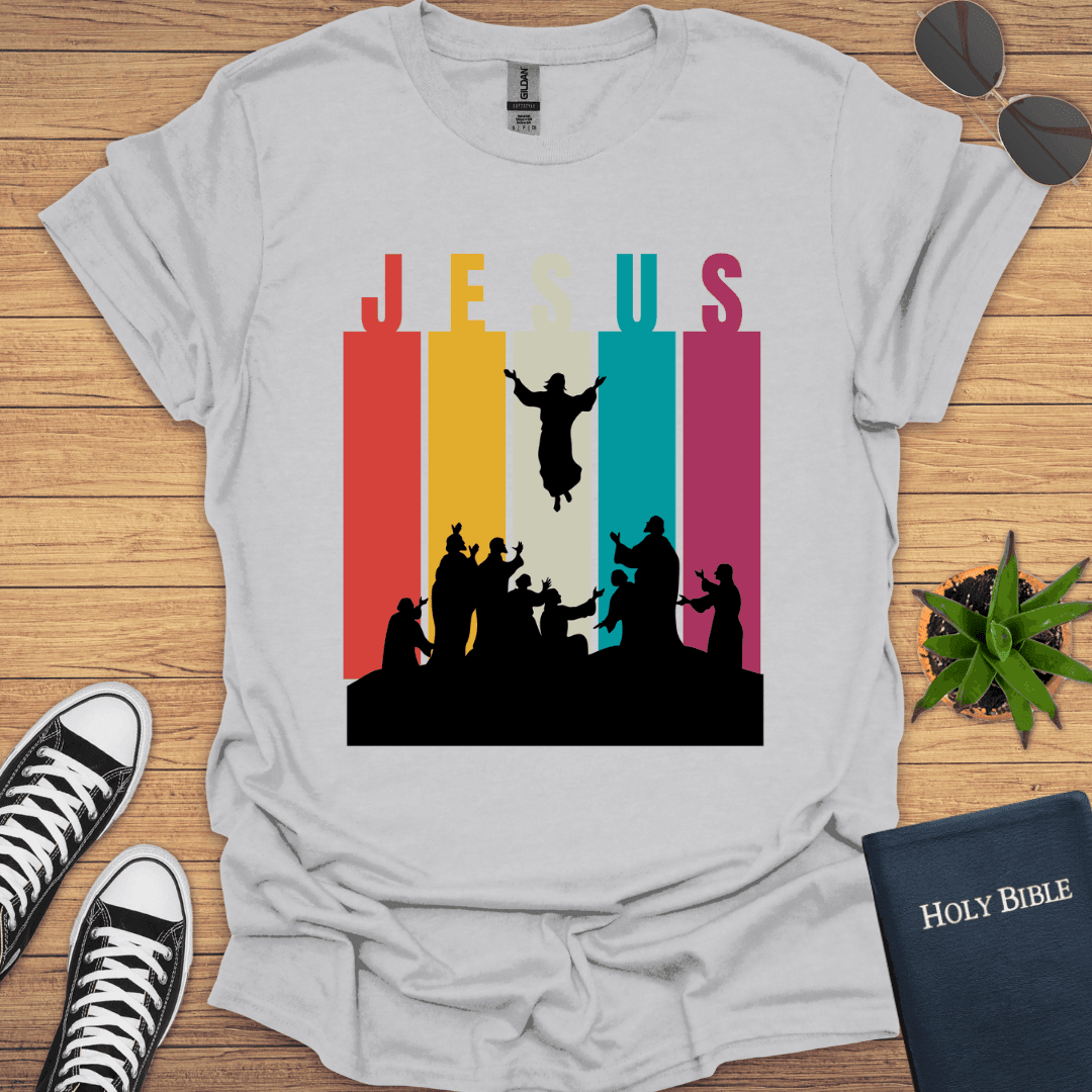 Jesus Ascension Retrostrips T-Shirt - Christian Clothes