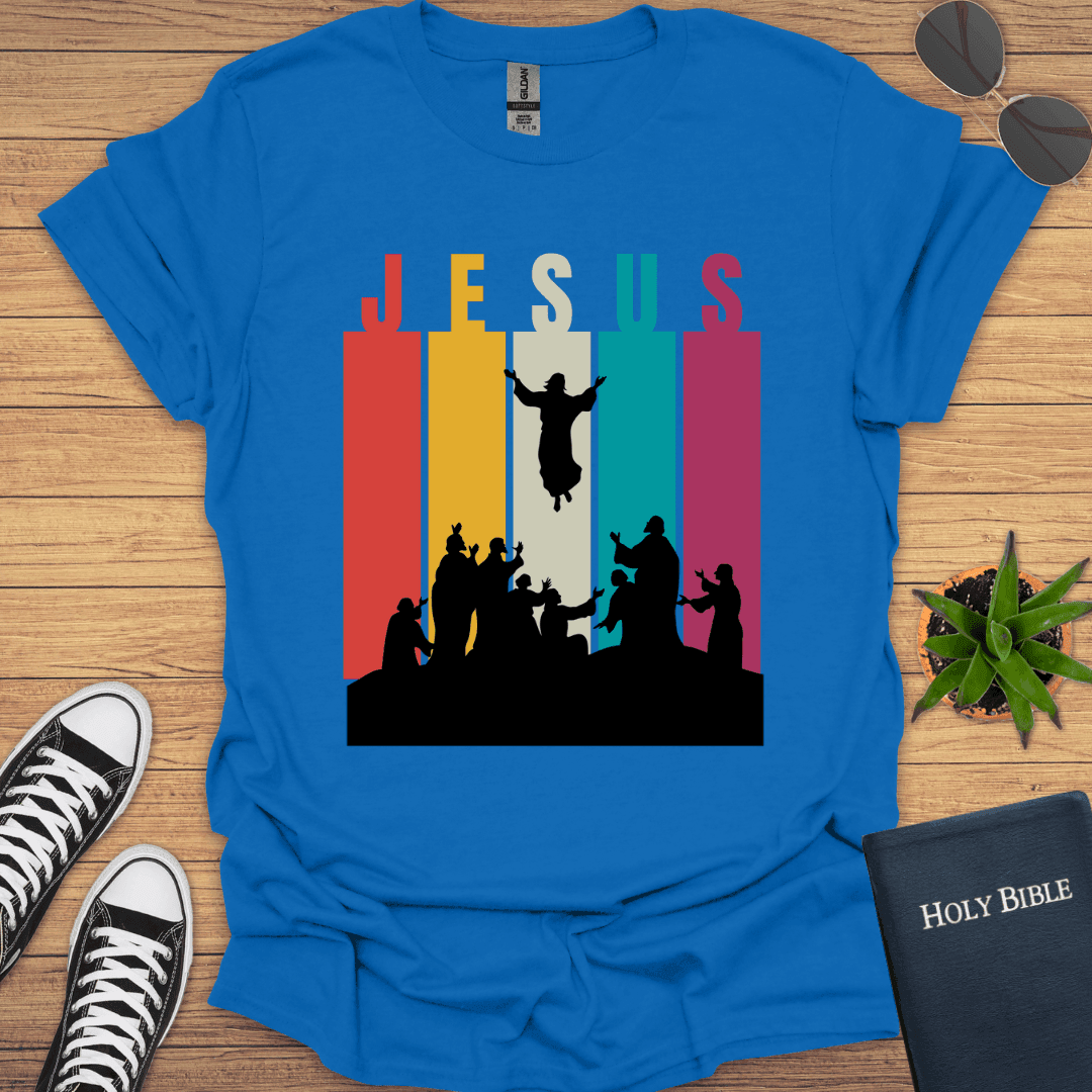 Jesus Ascension Retrostrips T-Shirt - Christian Clothes
