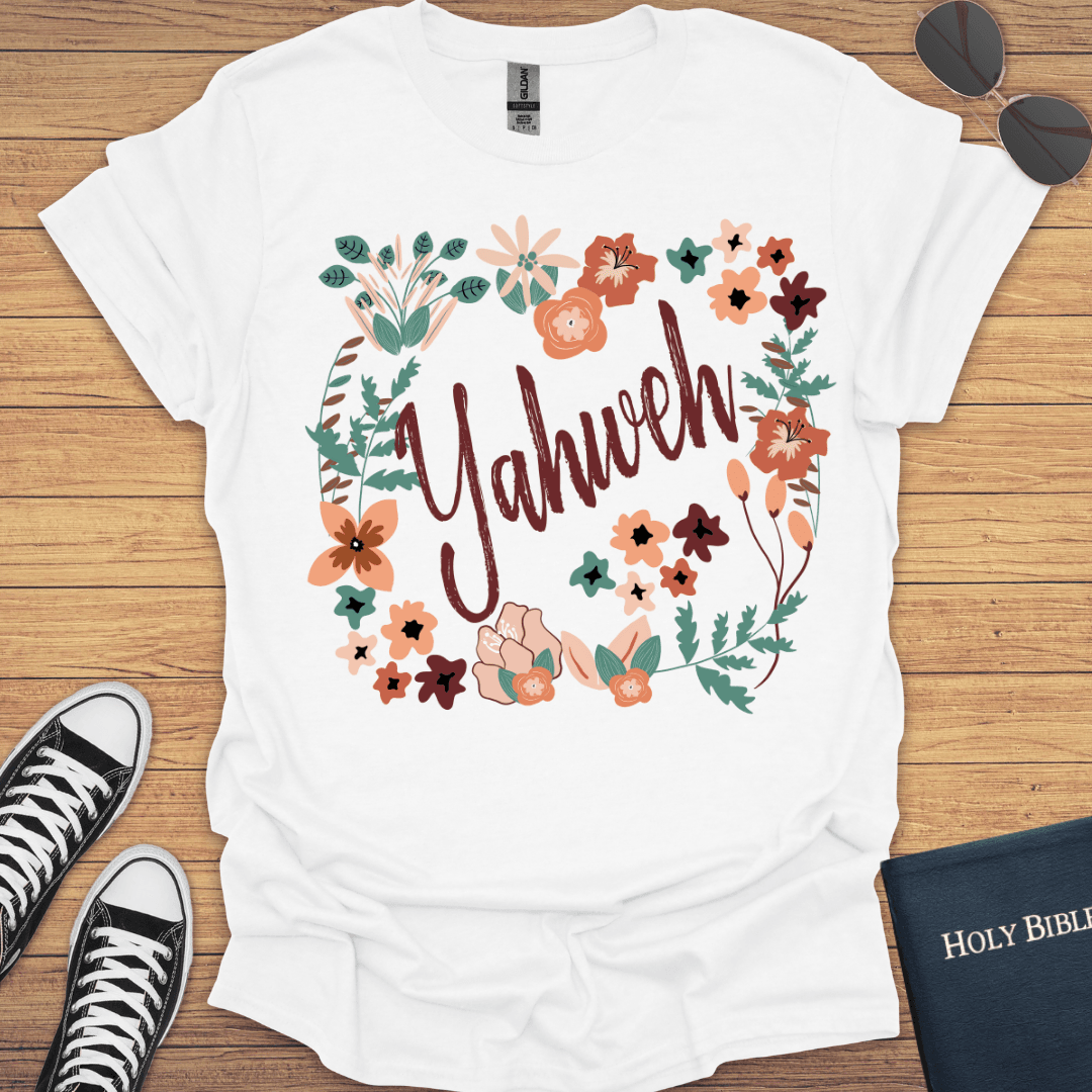 Yahweh Floral Design T-Shirt - Christian Clothes
