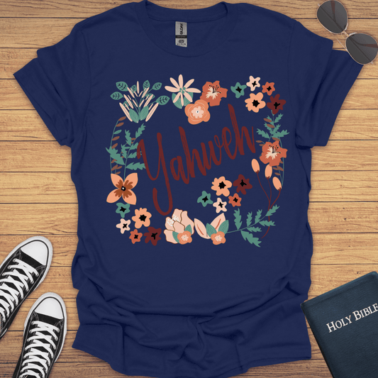 Yahweh Floral Design T-Shirt - Christian Clothes