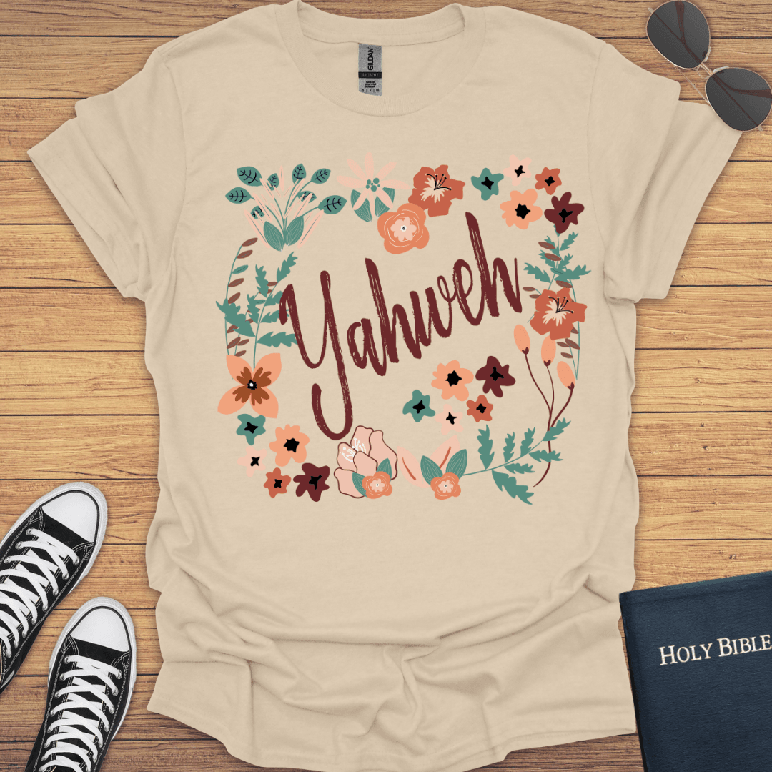 Yahweh Floral Design T-Shirt - Christian Clothes
