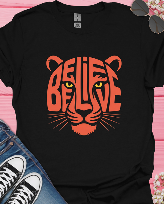 Believe Tiger Design  T-Shirt