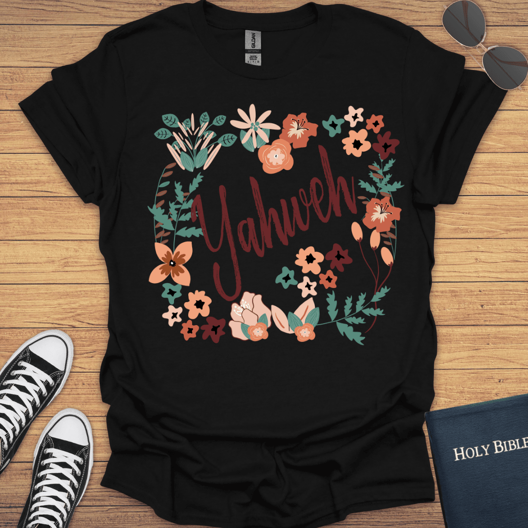 Yahweh Floral Design T-Shirt - Christian Clothes