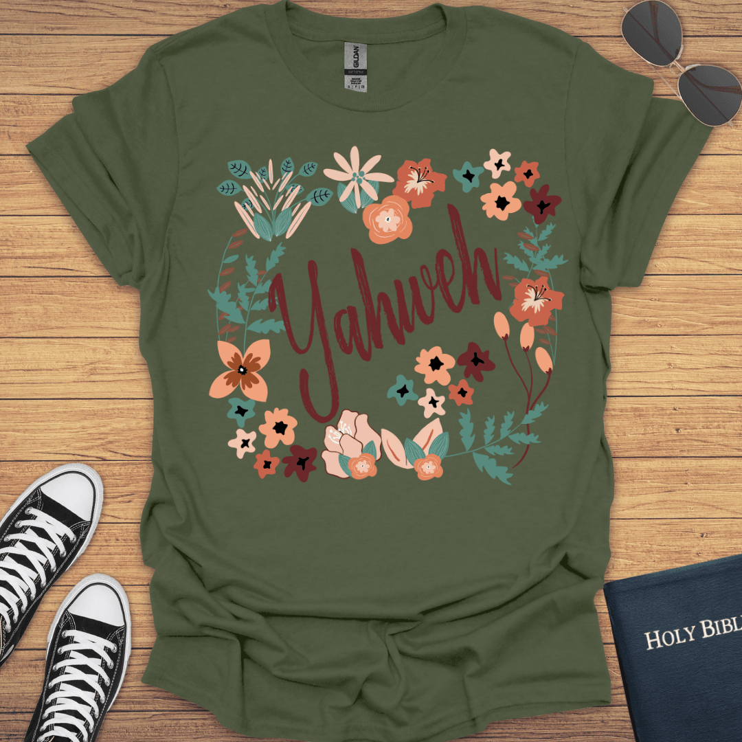 Yahweh Floral Design T-Shirt - Christian Clothes