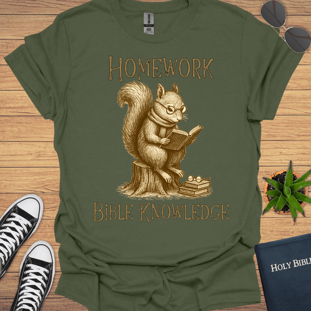Homework Bible Knowledge T-Shirt - Christian Clothes