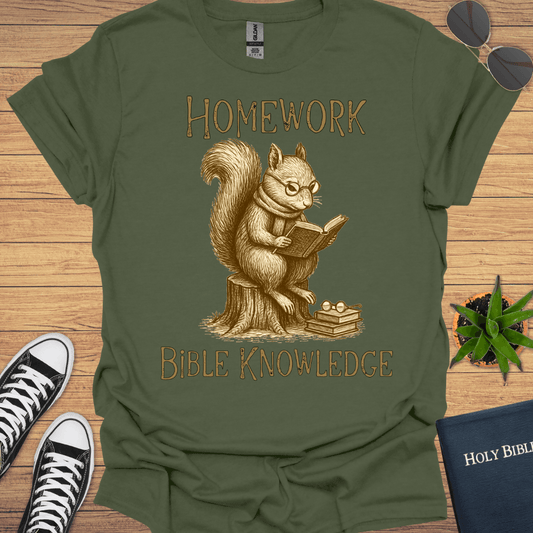 Homework Bible Knowledge T-Shirt - Christian Clothes