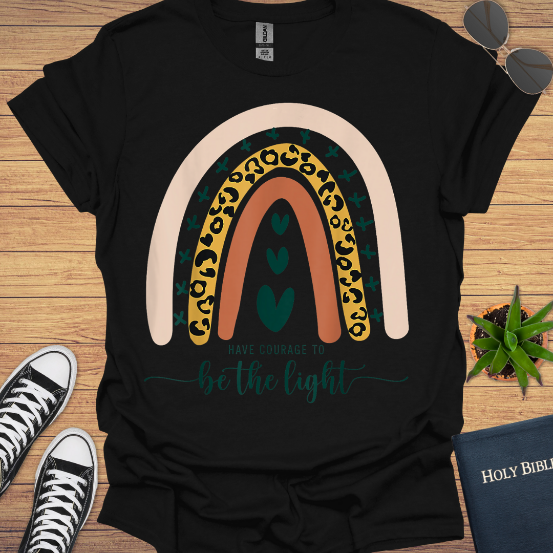 Be the Light Leopard Rainbow Design  T-Shirt