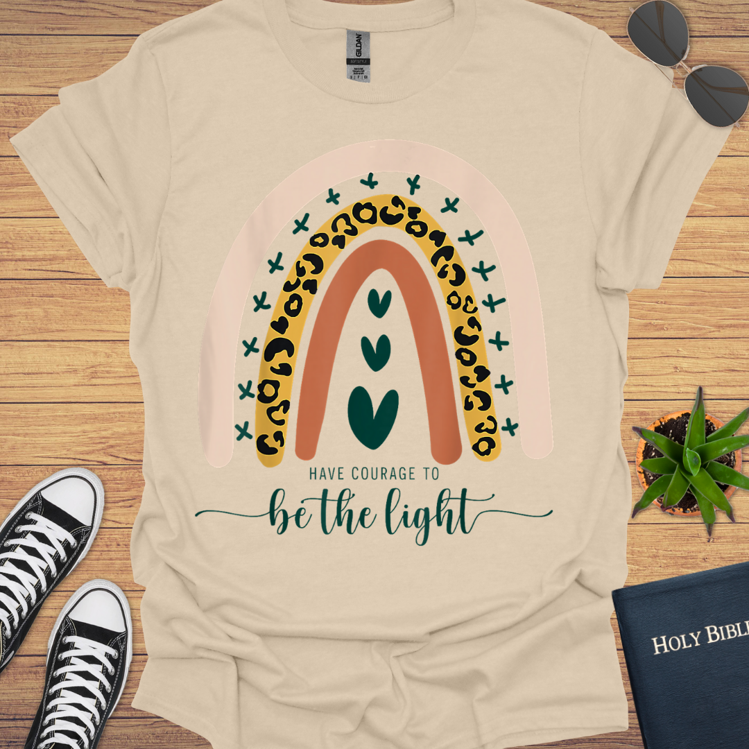 Be the Light Leopard Rainbow Design  T-Shirt