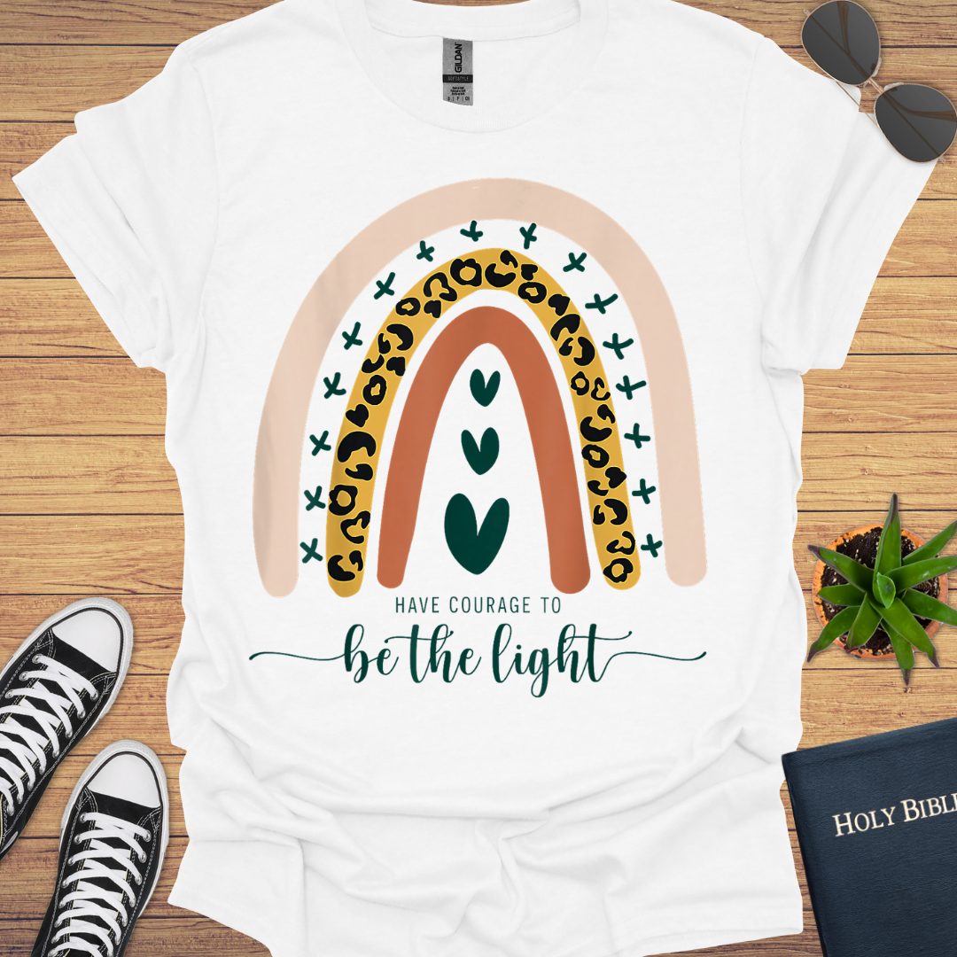 Be the Light Leopard Rainbow Design  T-Shirt