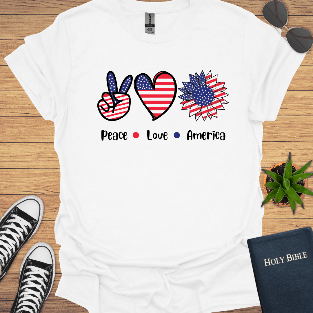 Peace Love America T-Shirt - Christian Clothes