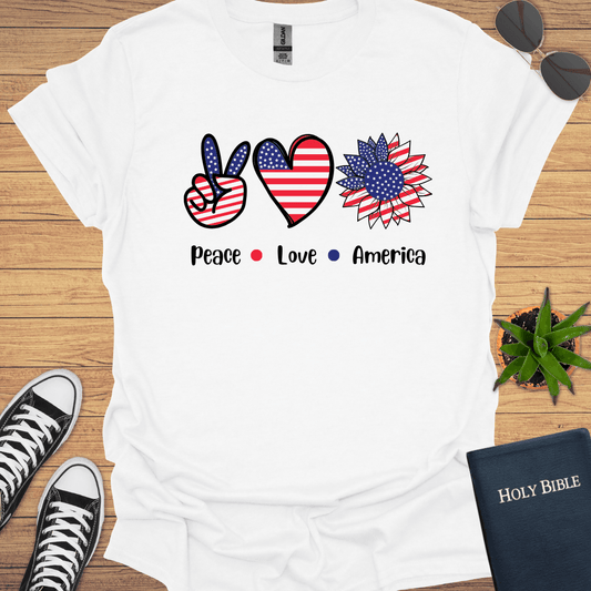 Peace Love America T-Shirt - Christian Clothes